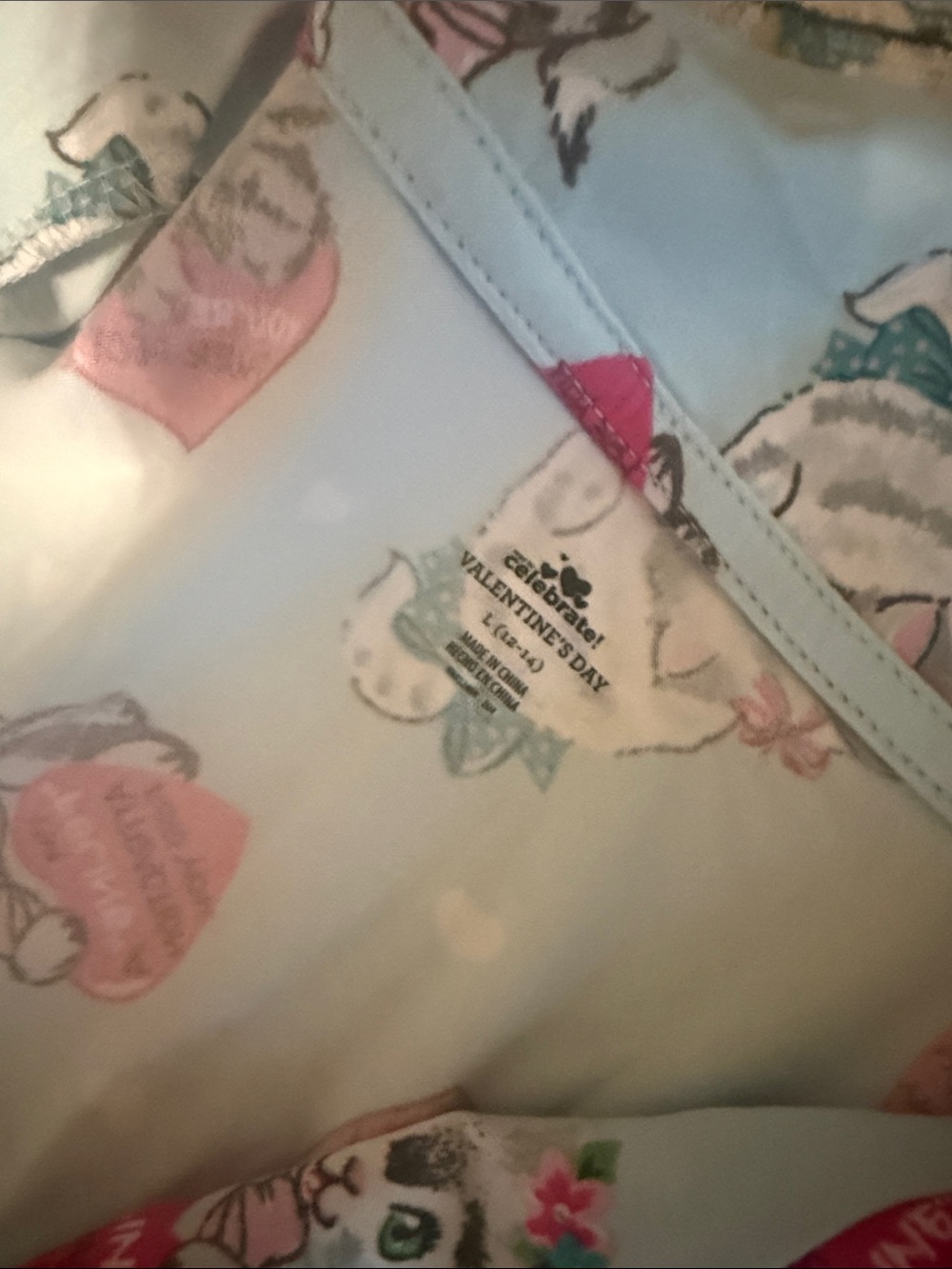 Light Blue Cute Cat Print Pajama Set - Picture 2 of 2